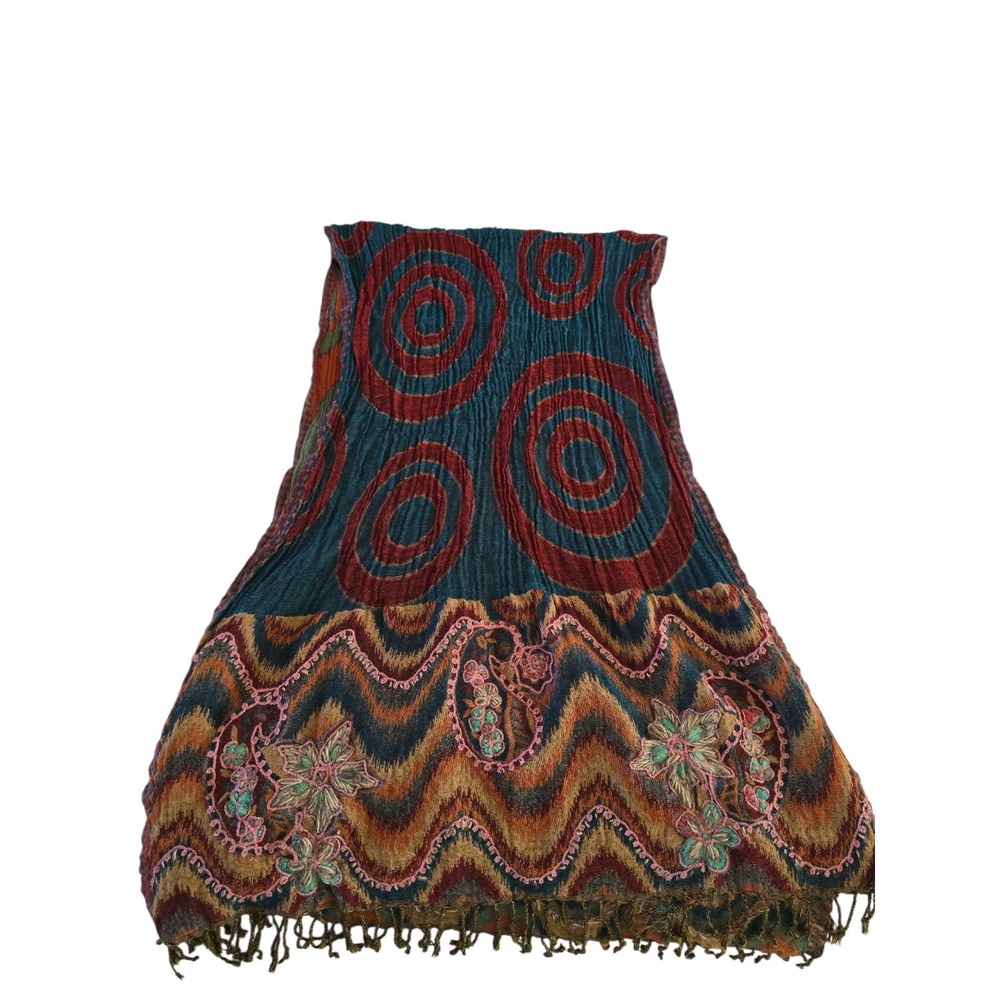 Anthropologie Vismaya‎ Wool Scarf Embroidered Flowers